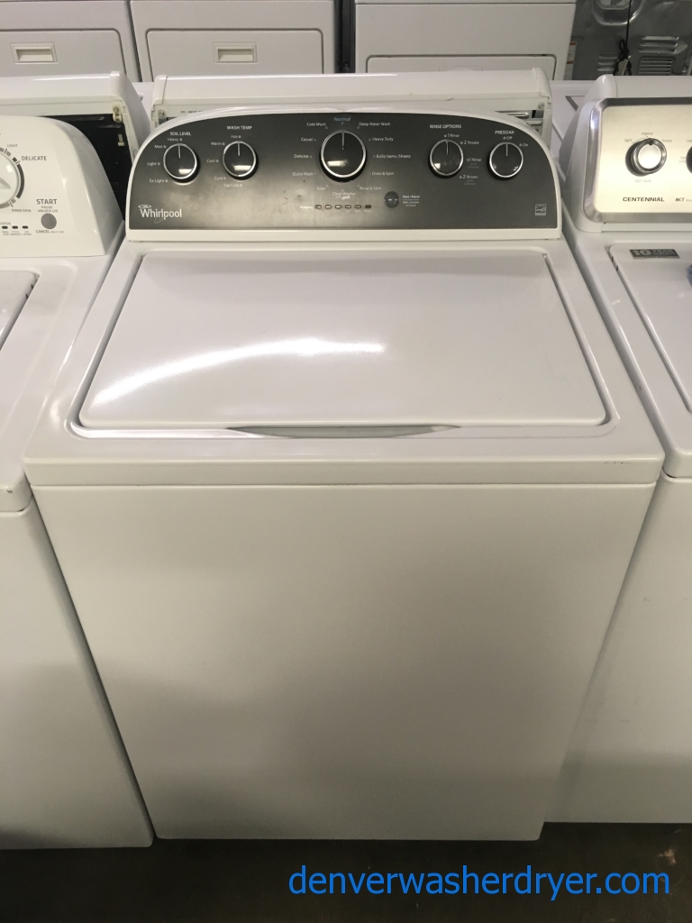 Newer Whirlpool Washer, Wash-Plate Style, Auto-Load Sensing, 3.8 Cu.Ft. Capacity, Extra-Rinse Option, Quality Refurbished, 1-Year Warranty!