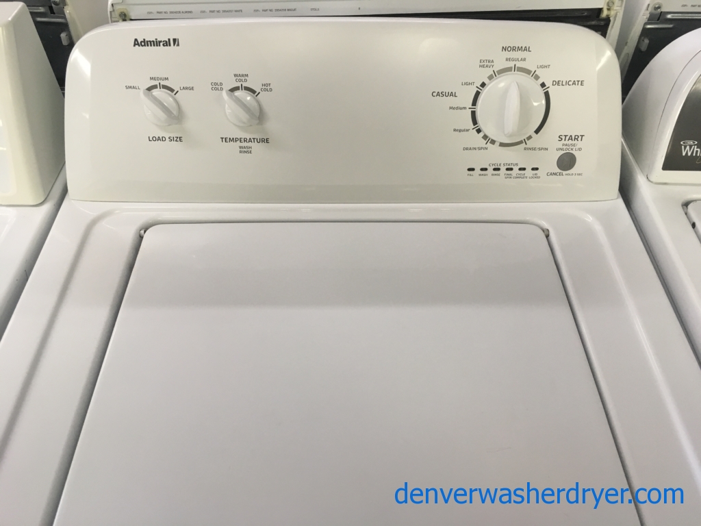 Large Images for Newer Admiral Top Load Washer, Agitator, 3.6 Cu.Ft
