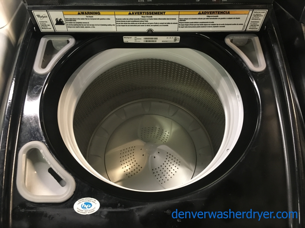 Large Images for Whirlpool Black Washer and Dryer Set, Glass Lid, HE