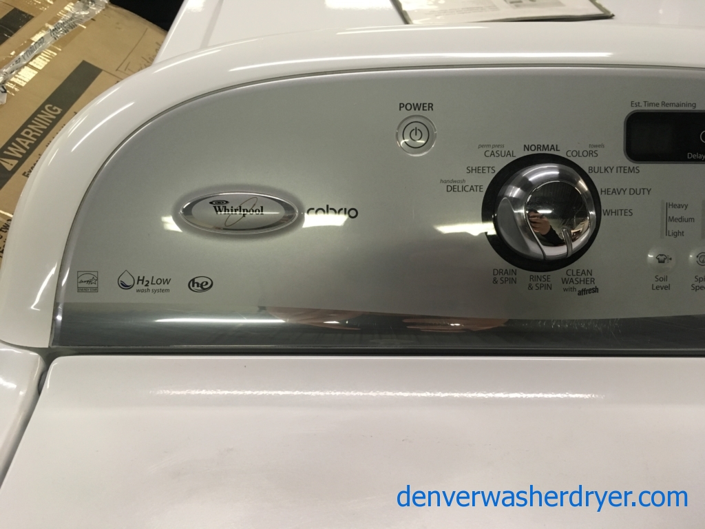 Great Whirlpool Cabrio Set, White, HE, 220V, Wash-Plate Style, Wrinkle Shield Option, Energy-Star Rated, Quality Refurbished, 1-Year Warranty!