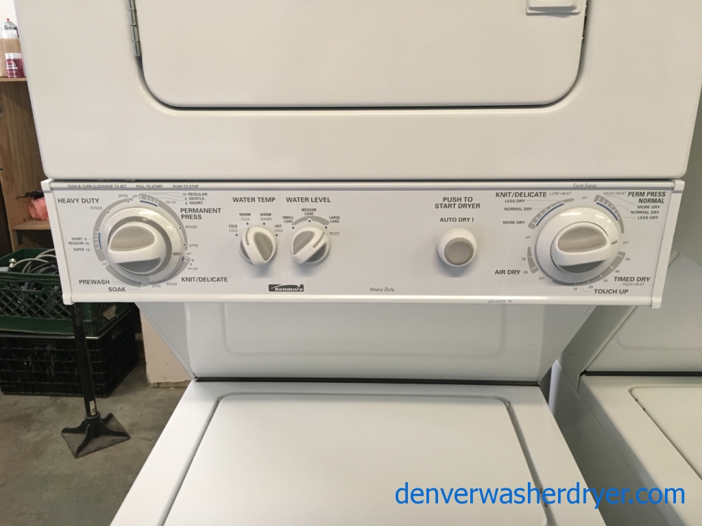 Kenmore Laundry Center, 24″ Wide, Agitator, Heavy-Duty, Washer 1.5 Cu.Ft. Capacity, Dryer 3.4 Cu.Ft. Capacity, Quality Refurbished, 1-Year Warranty Just On Parts