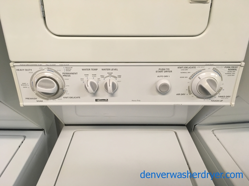 Heavy-Duty Kenmore Laundry Center, Agitator, 24″ Wide, 220V, Washer 1.5 Cu.Ft. Capacity, Dryer 3.4 Cu.Ft. Capacity, Quality Refurbished, 1-Year Warranty!