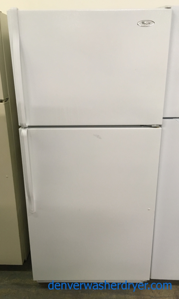 Whirlpool Top-Mount Refrigerator, Textured White, 18.2 Cu.Ft. Capacity, Humidity Control Crispers, Glass Shelves, Quality Refrubished, 1-Year Warranty!