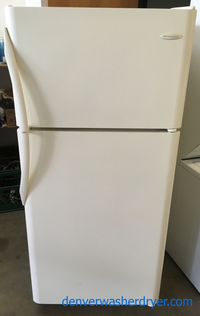 Frigidaire Top-Mount Refrigerator, Almond Textured, 30″ Wide, 18.3 Cu.Ft. Capacity, Quality Refrubished, 1-Year Warranty!