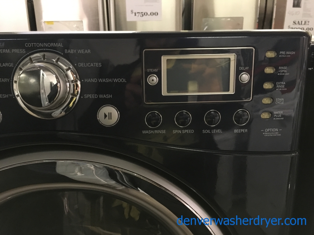 LG Navy Blue Front-Load Set, HE, w/ Pedstals, Steam, Sanitary and Anti-Bacterial Cycles, 220V, Wrinkle Care Option, Quality Refurbished, 1-Year Warranty!