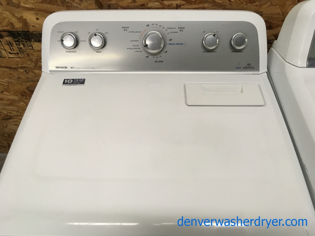 Maytag Bravos MCT Dryer, Steam Fresh, 29″ Wide, 220V, Wrinkle Prevent Option, 7.0 Cu.Ft. Capacity, Quality Refurbished, 1-Year Warranty!