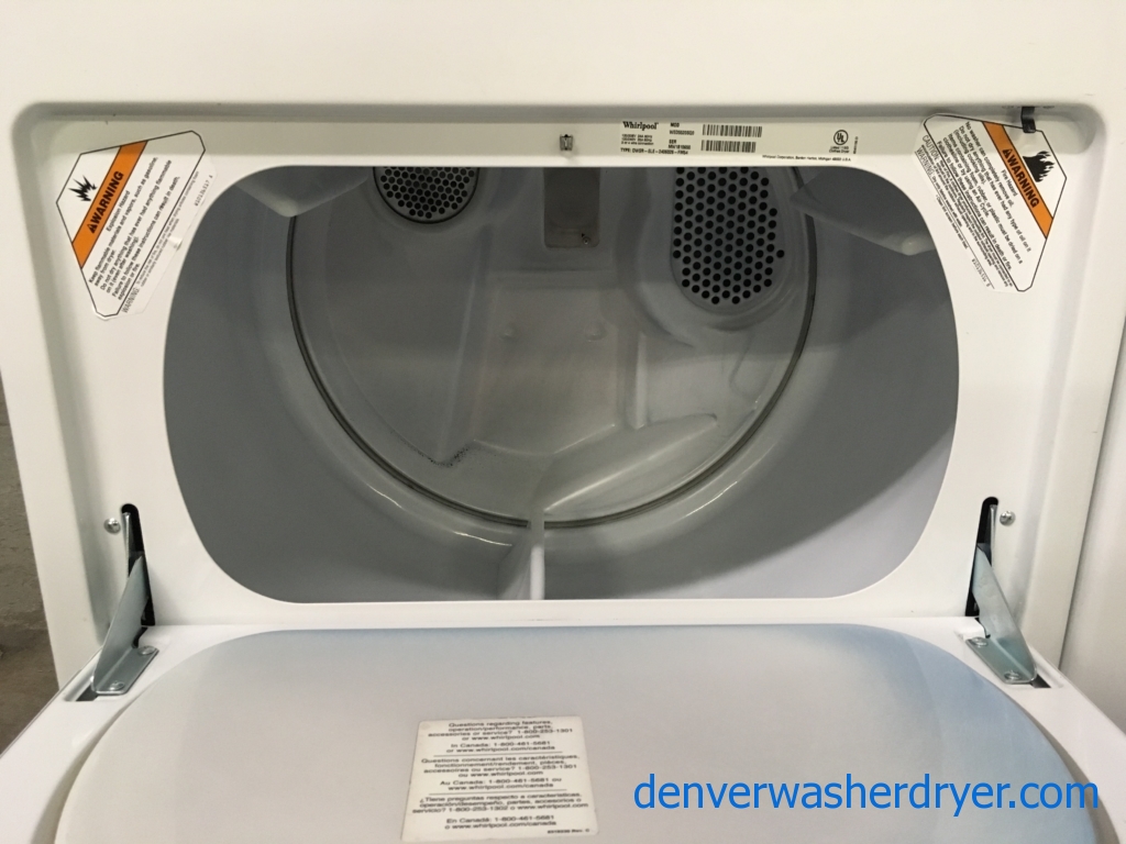 Whirlpool 29″ Wide Dryer, Electric, Automatic Dry, 7.0 Cu.Ft. Capacity, Wrinkle Shield Option, Hamper Style Door, Quality Refurbished, 1-Year Warranty!