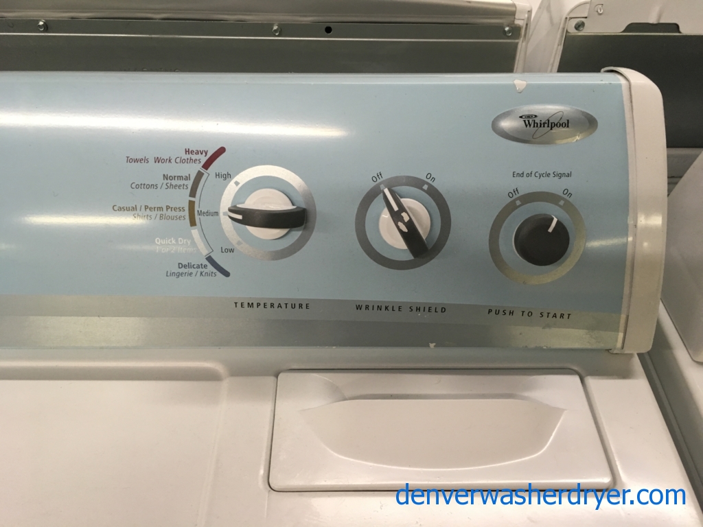 Whirlpool 29″ Wide Dryer, Electric, Automatic Dry, 7.0 Cu.Ft. Capacity, Wrinkle Shield Option, Hamper Style Door, Quality Refurbished, 1-Year Warranty!