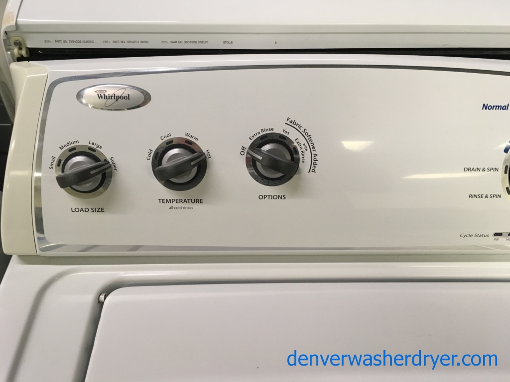 Whirlpool Top-Load Washer, 3.4 Cu.Ft. Capacity, Fabric Softener and Extra-Rinse Options, Agitator, Quality Refurbished, 1-Year Warranty!