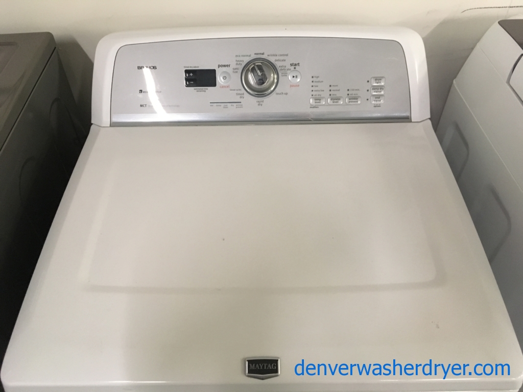 Maytag Bravos MCT Dryer, 27″ Wide, 220V, 7.4 Cu.Ft. Capacity, Sanitize Cycle, Wrinkle Prevent Option, Quality Refurbished, 1-Year Warranty!