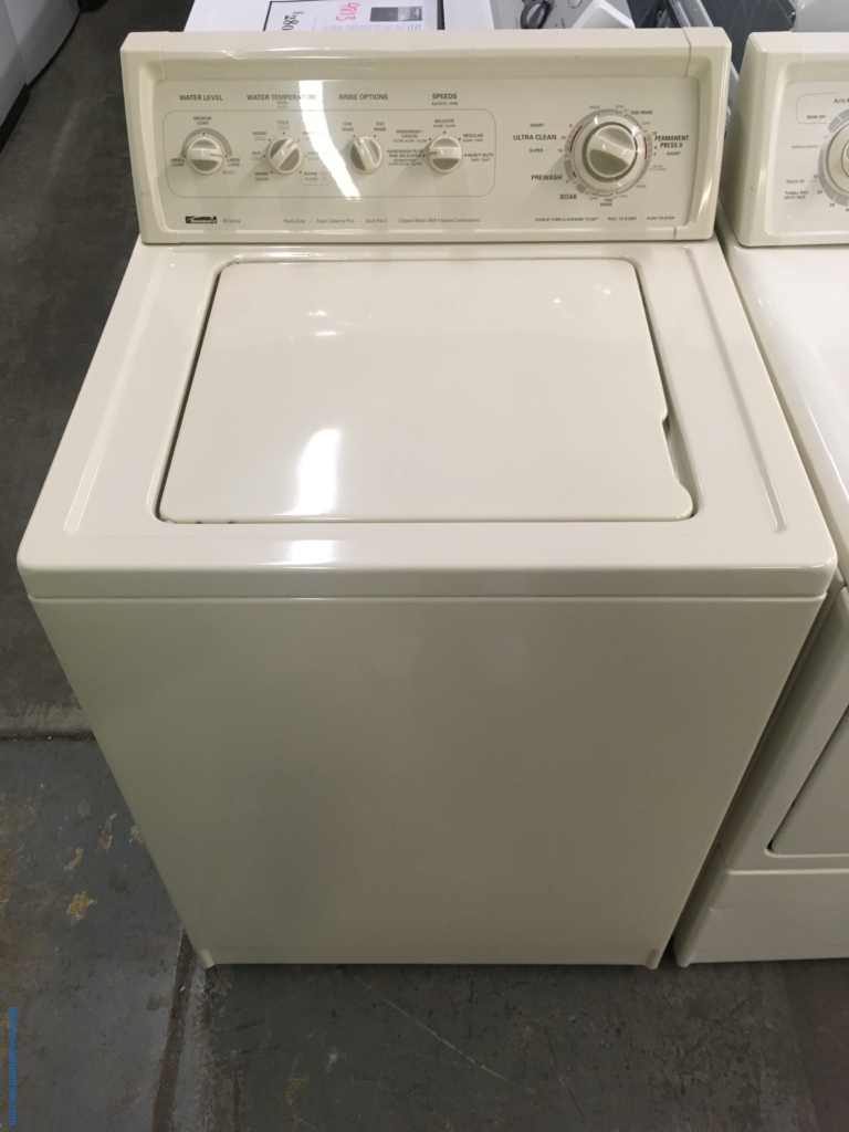 Heavy-Duty Bisque Kenmore 90 Series Washer, Agitator, 3.8 Cu.Ft. Capacity, 27″ Wide, Bleach Dispenser, Quality Refurbished, 1-Year Warranty!