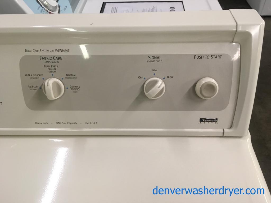 Heavy-Duty Almond Kenmore ELITE Dryer, Electric, 27″ Wide, Wrinkle Guard Option, 7.0 Cu.Ft. Capacity, Quality Refurbished, 1-Year Warranty!