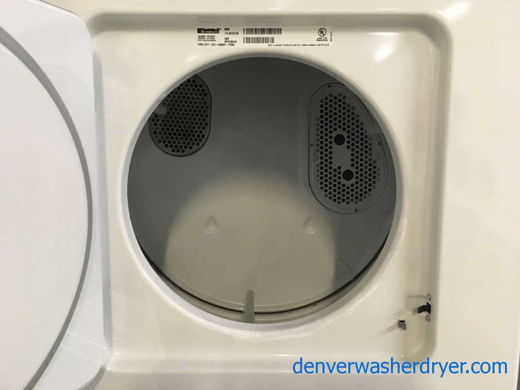 Great 24″ Wide Kenmore Unitized Laundry Center, Heavy-Duty, Electric, Auto Dry, 1.5 Cu.Ft. Capacity Washer & 3.4 Cu.Ft. Capacity Dryer, Quality Refrubished, 6-Month Warranty!