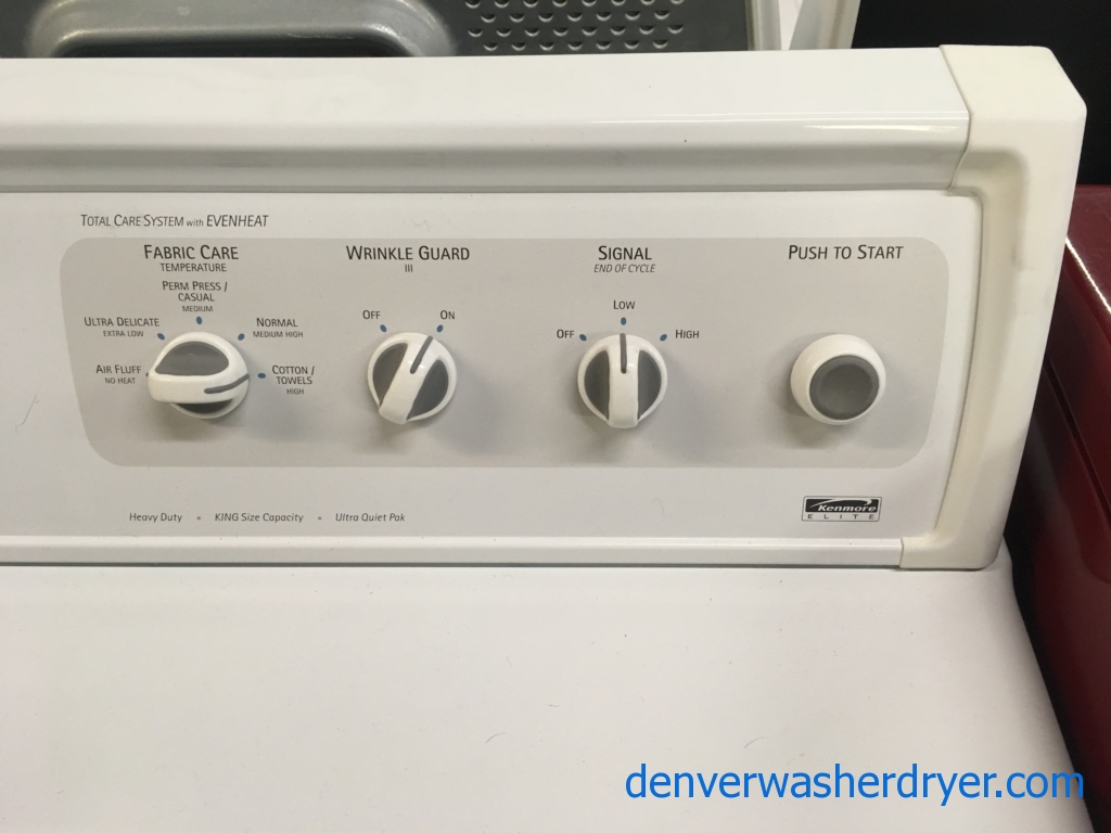 Heavy-Duty Kenmore ELITE Washer and Dryer Set, Agitator, Electric, Wrinkle Guard Option, 27″ Wide, Quality Refurbished, 1-Year Warranty!