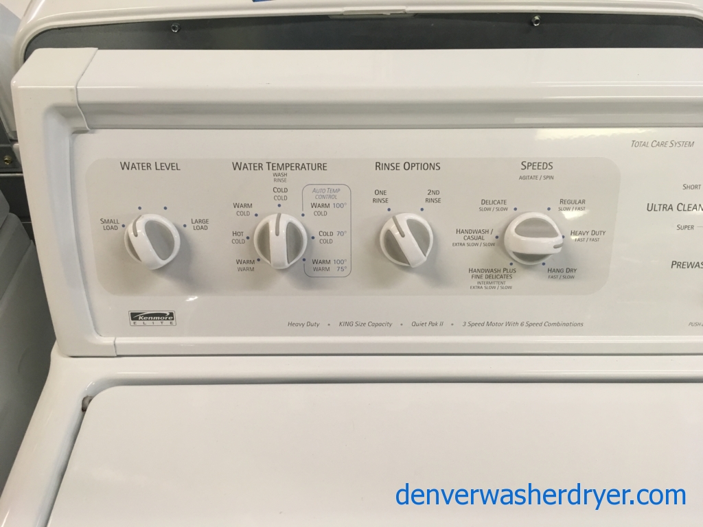 Heavy-Duty Kenmore ELITE Washer and Dryer Set, Agitator, Electric, Wrinkle Guard Option, 27″ Wide, Quality Refurbished, 1-Year Warranty!