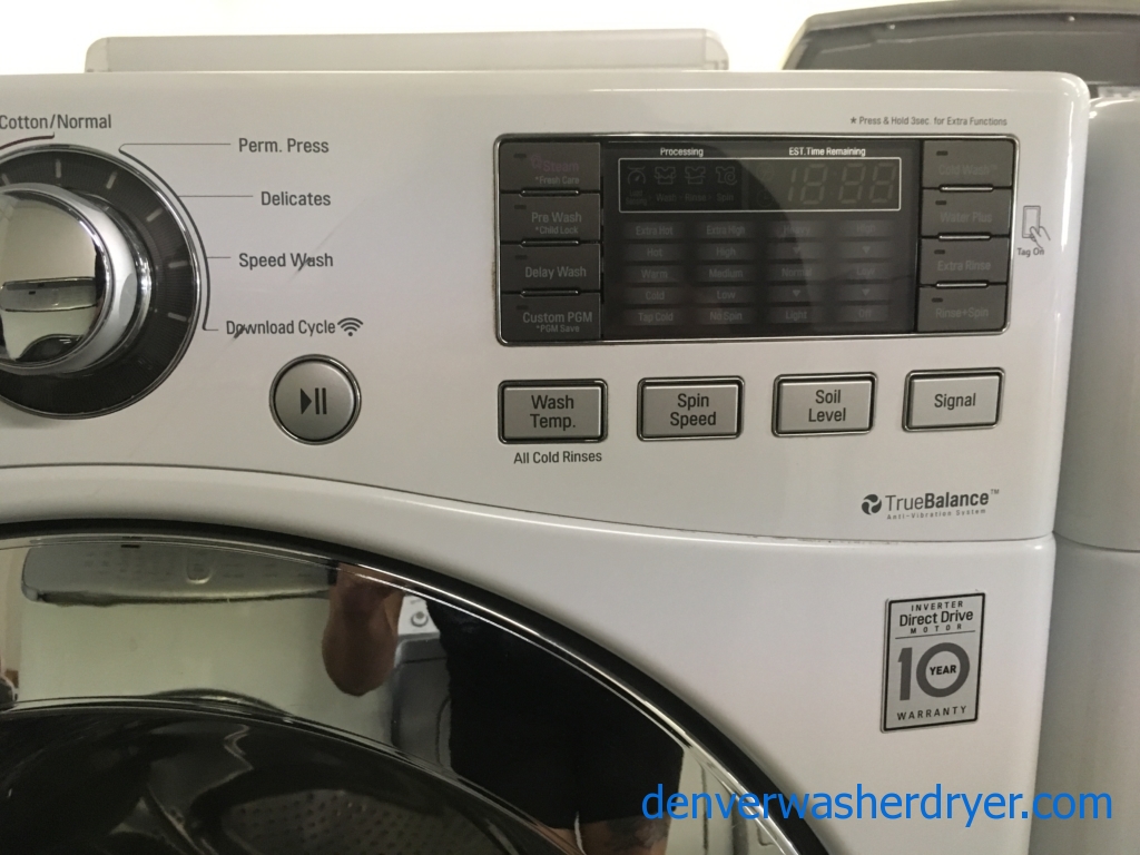 Fabulous LG Front Load Washer Dryer Set, Smart, Stackable, Quality Refurbished, 1 Year-Warranty,