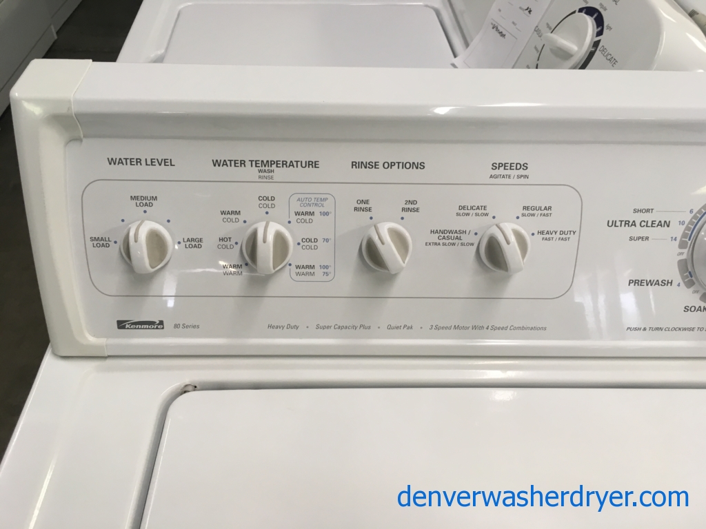 Faithful Kenmore 80 Series Washer & Dryer Set, Direct-Drive, Quality Refurbished, 1 Year-Warranty