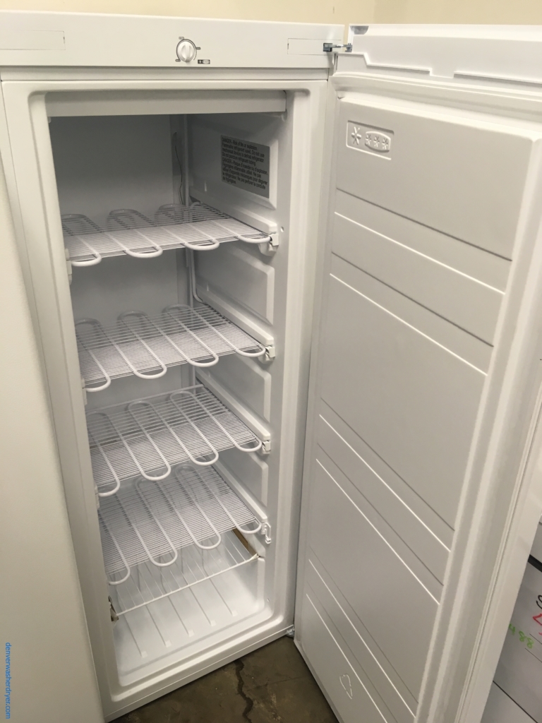 NEW! Insignia Upright Freezer, White, 22″ Wide, 5 Built-In Shelves, Reversible Door Swing, 5.3 Cu.Ft. Capacity, 1-Year Warranty!