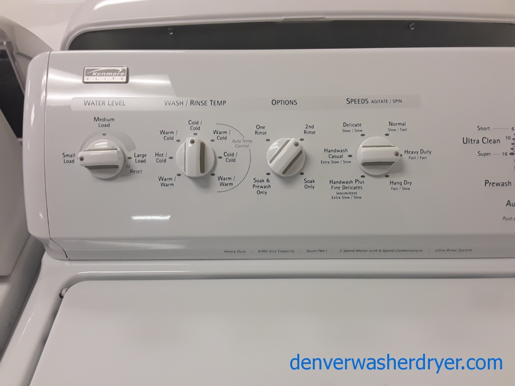 Kenmore ELITE Washer, Heavy-Duty, Agitator, 4.0 Cu.Ft. Capacity, 27″ Wide, Ultra Rinse System, Quality Refurbished, 1-Year Warranty!