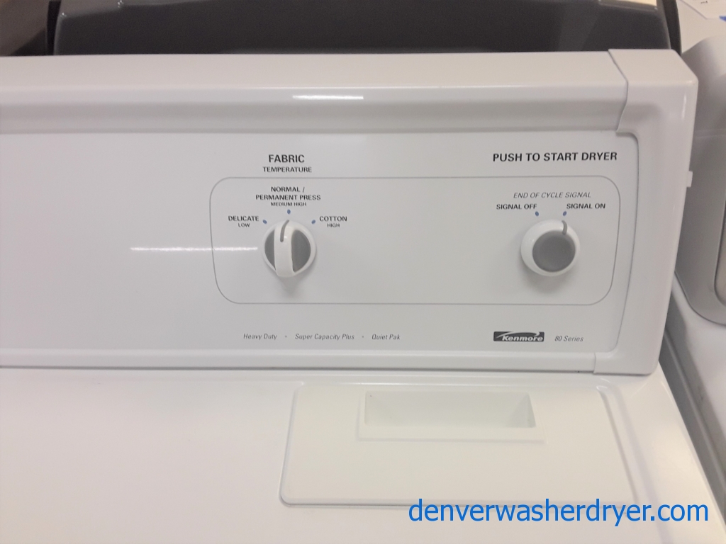 Heavy-Duty Kenmore 80 Series Dryer, Electric, 29″ Wide, 6.5 Cu.Ft. Capacity, Auto-Moisture Sensing, Wrinkle Guard, Quality Refurbished, 1-Year Warranty!