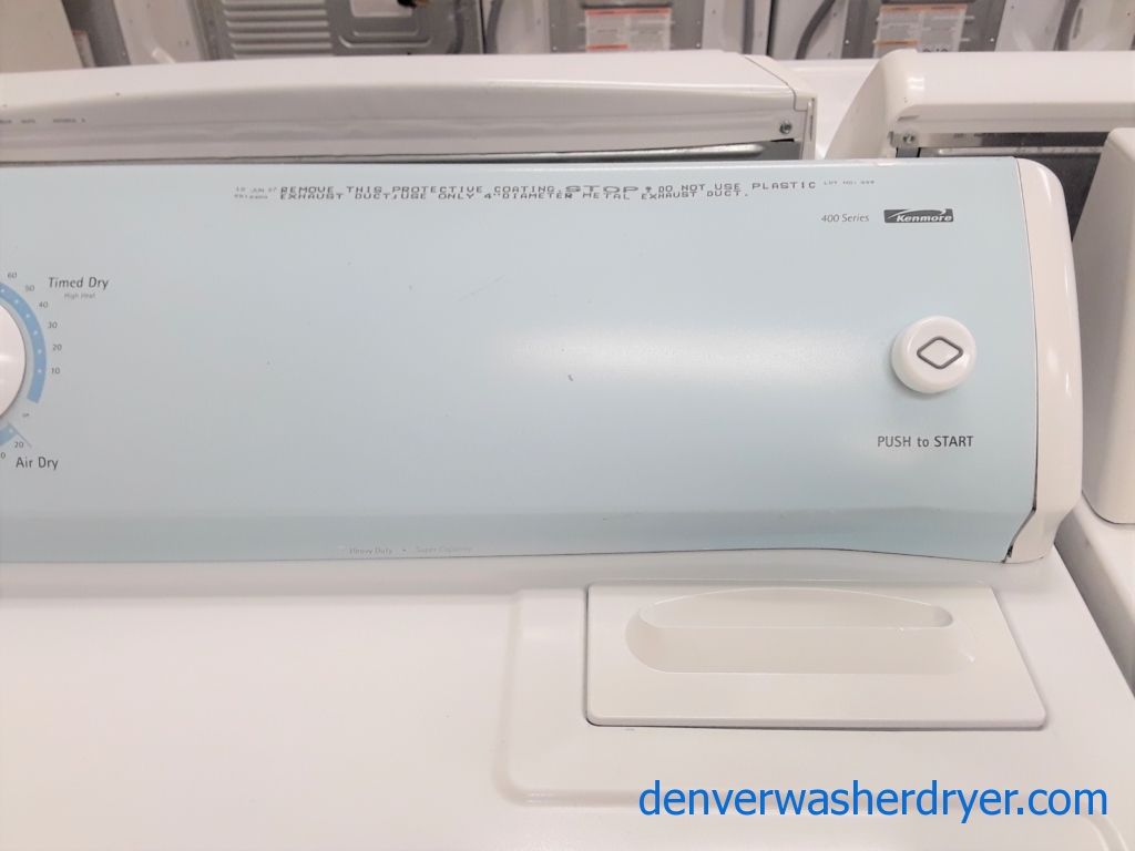 Kenmore 400 Series Dryer, Electric, Wrinkle Guard, 29″ Wide, Barn Style Door, 6.5 Cu.Ft. Capacity, Quality Refrubished, 1-Year Warranty!