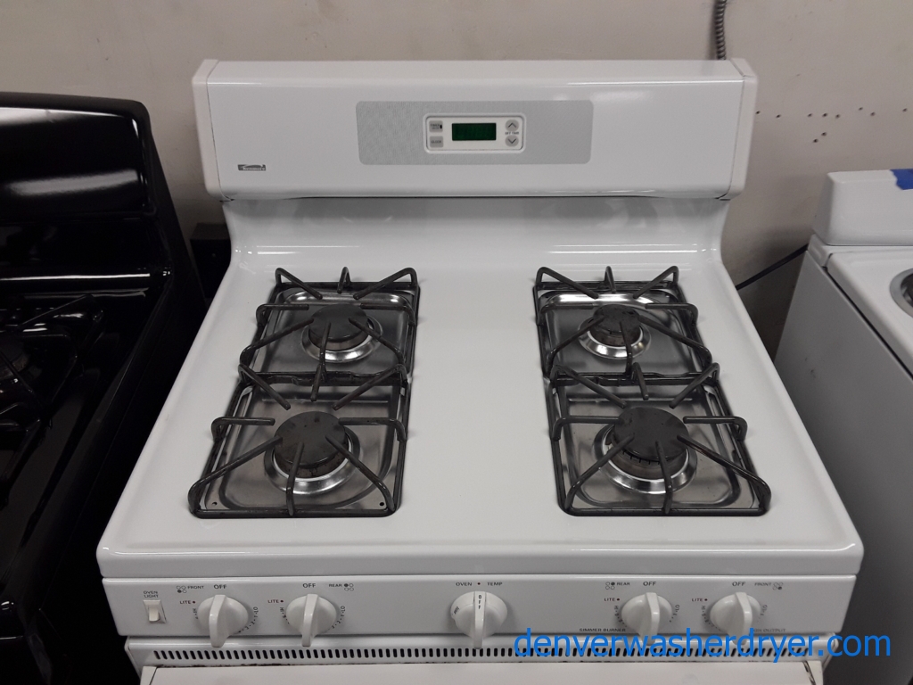 Kenmore White GAS Range, 4 Burners, Storage Drawer, 30″ Wide, Quality Refurbished, 1-Year Warranty Parts Only