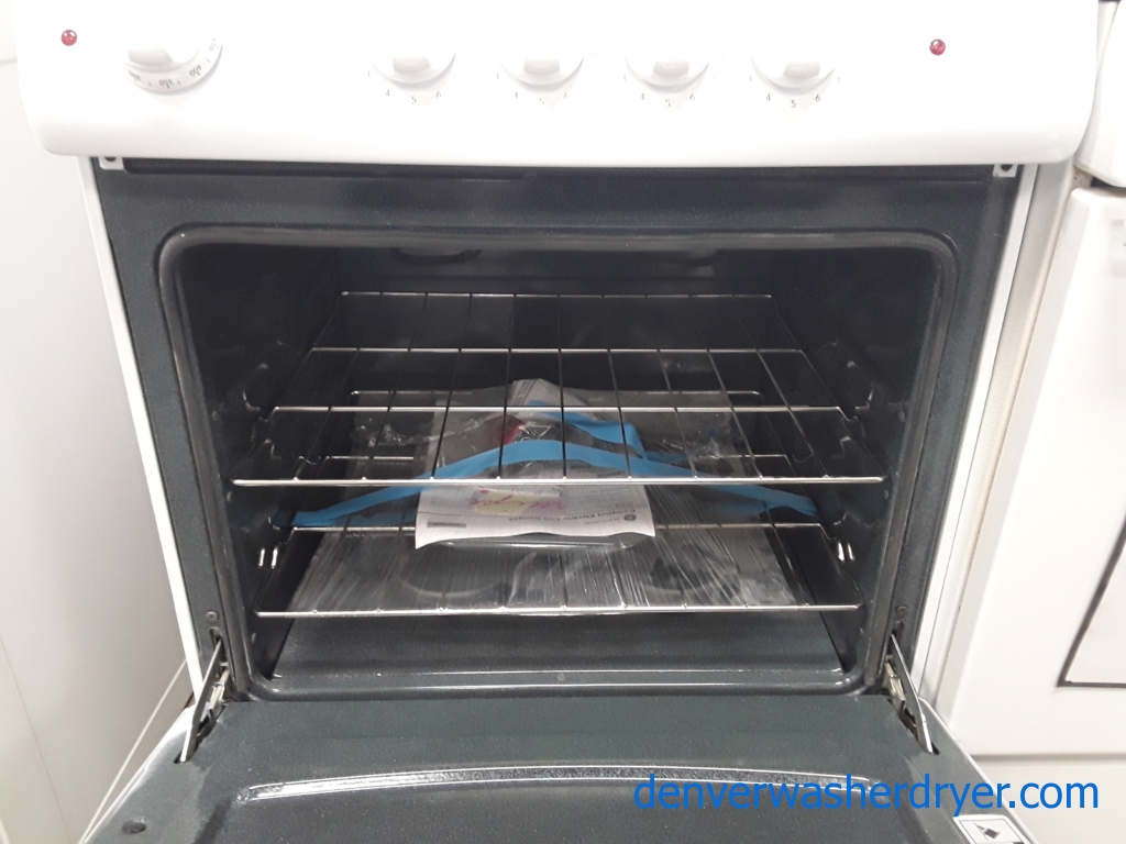 New Hotpoint 24″ Range, Insiginia 14 cu. ft. Chest Freezer, Magic Chef Bottom-Mount Refrigerator