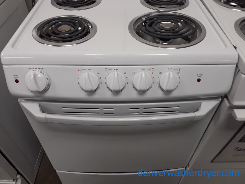 New Hotpoint 24″ Range, Insiginia 14 cu. ft. Chest Freezer, Magic Chef Bottom-Mount Refrigerator