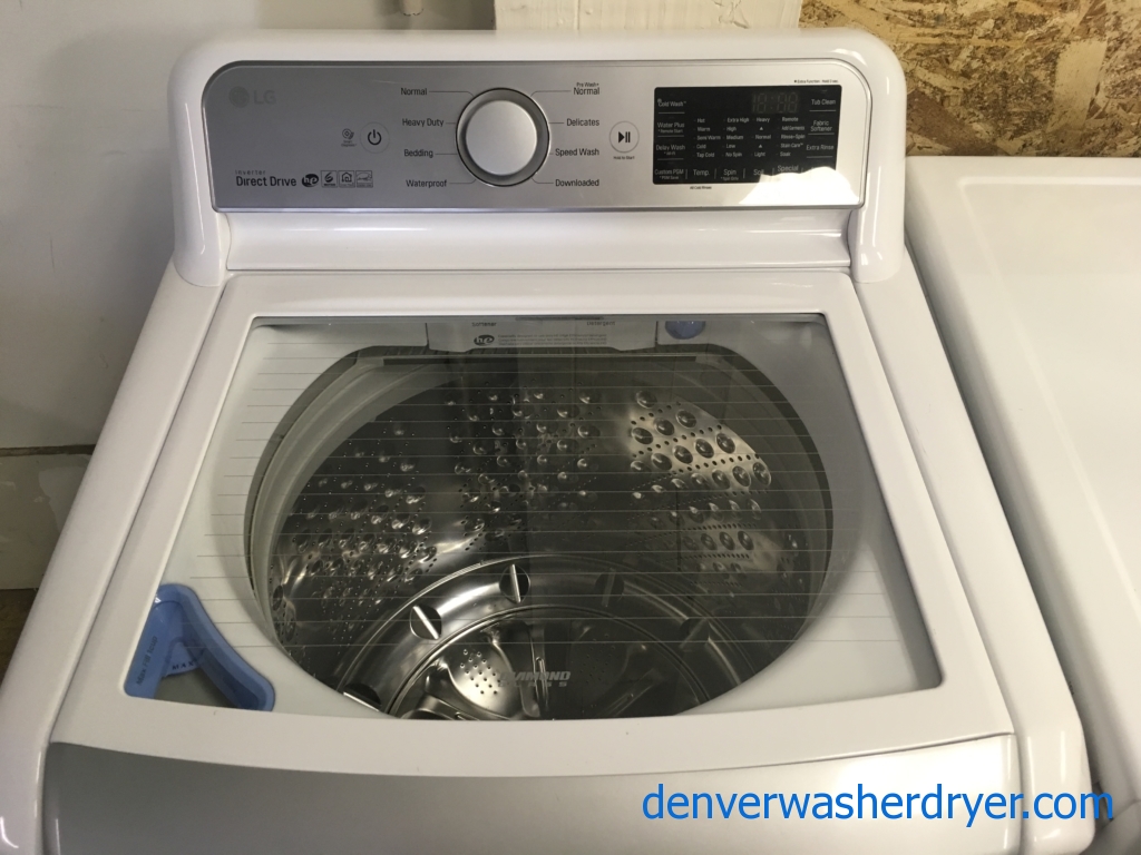 NEW! LG Top-Load HE Washer, See-Through Lid, White, 5.0 Cu.Ft. Capacity, Heavy-Duty Cycle, Energy-Star Rated, 27″ Wide, 1-Year Warranty!