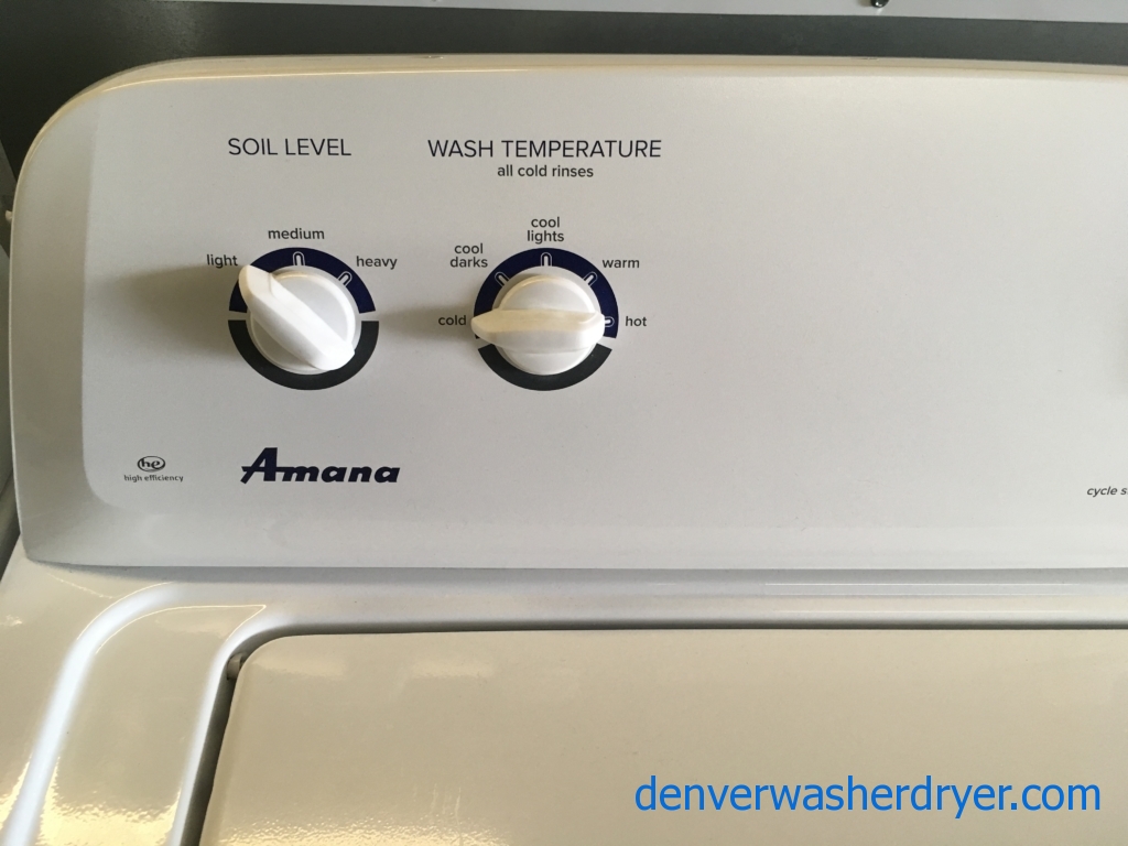 Lightly Used Amana Top-Load Washer and Dryer, HE, Agitator, Auto-Load Sensing, Auto-Dry, Wrinkle Prevent, Electric, Quality Refurbished, 1-Year Warranty!