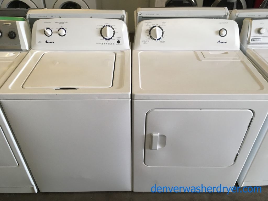 Lightly Used Amana Top-Load Washer and Dryer, HE, Agitator, Auto-Load Sensing, Auto-Dry, Wrinkle Prevent, Electric, Quality Refurbished, 1-Year Warranty!