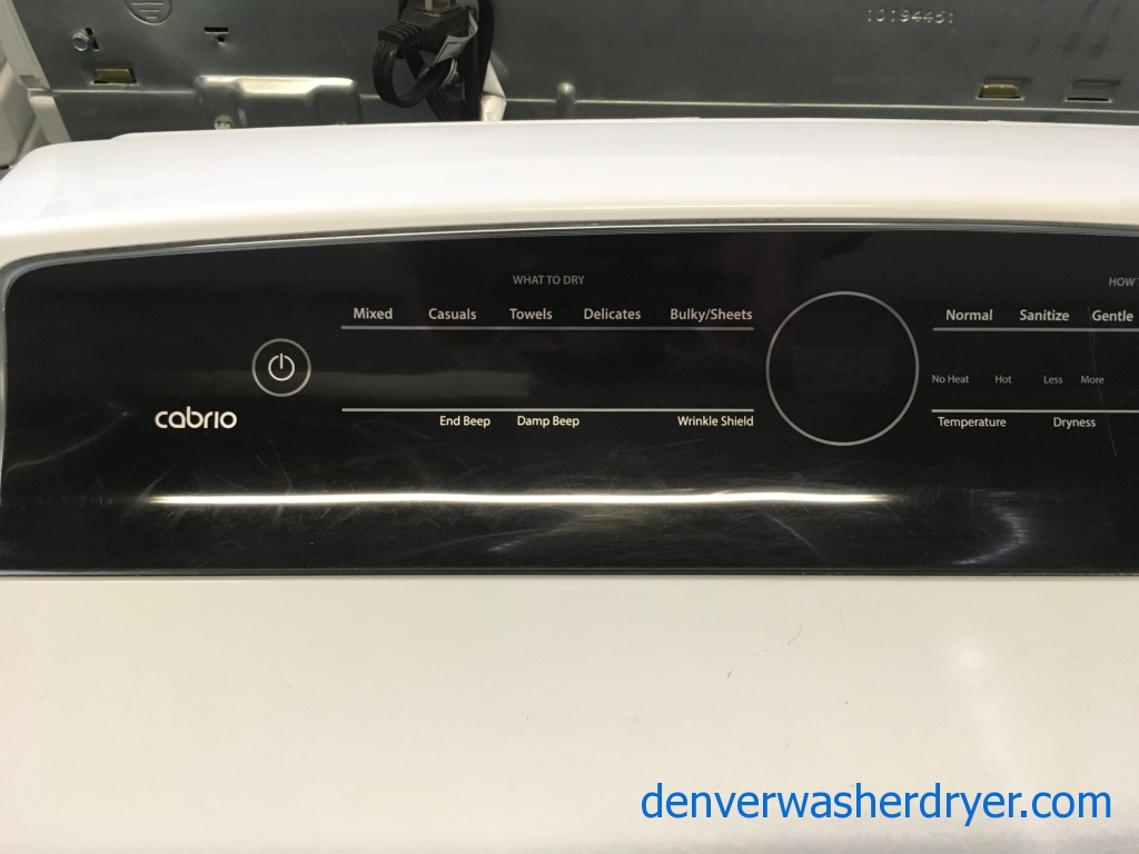 Beautiful Whirlpool Cabrio Washer and Dryer Set, HE, Sanitary Cycles, Steam Clean, Wrinkle Shield Option, Electric, Quality Refrubished, 1-Year Warranty!