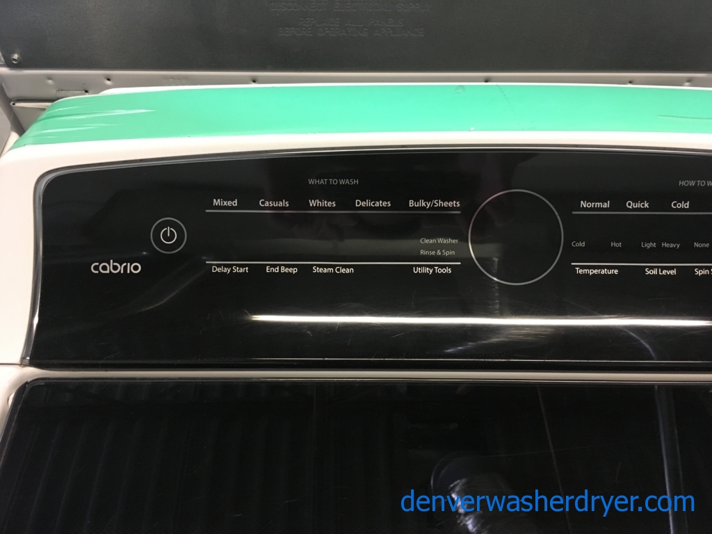 Beautiful Whirlpool Cabrio Washer and Dryer Set, HE, Sanitary Cycles, Steam Clean, Wrinkle Shield Option, Electric, Quality Refrubished, 1-Year Warranty!