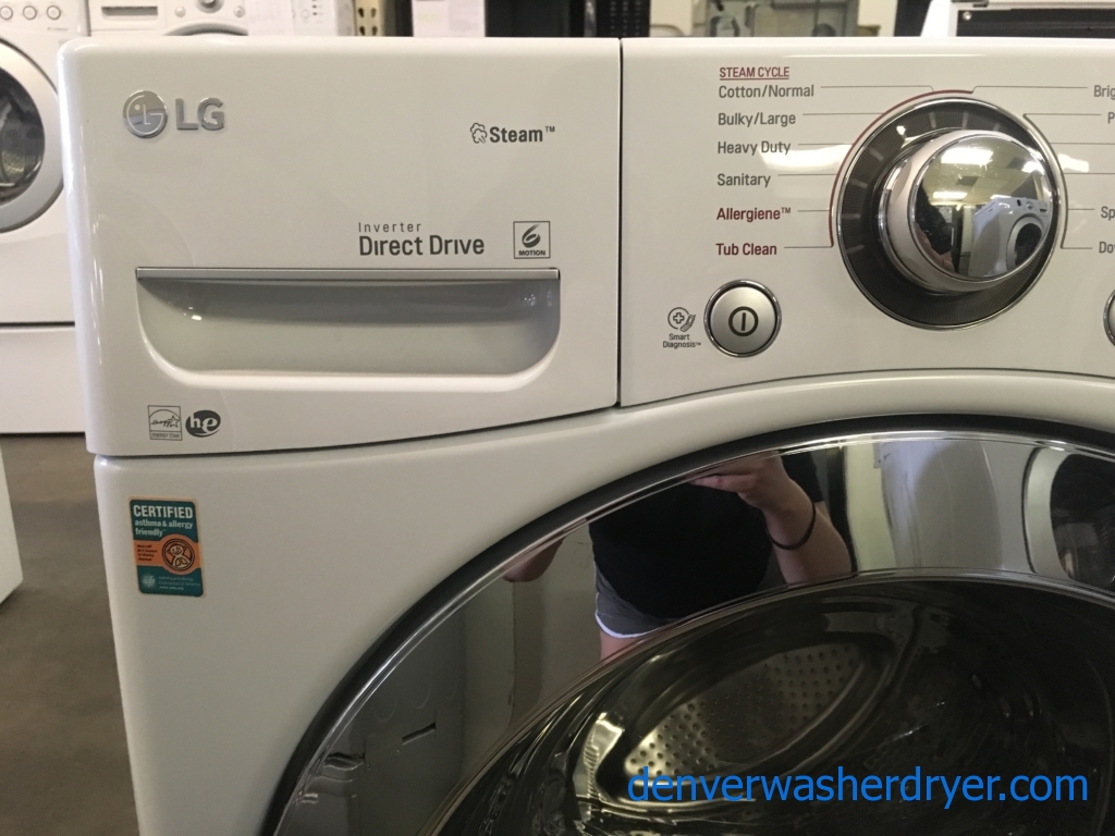 NEW! LG Front-Load Washer, HE, Steam Cycles, Sanitary and Allergiene Cycles, Energy-Star Rated, Smart ThinQ, Stainless Drum, 1-Year Warranty!