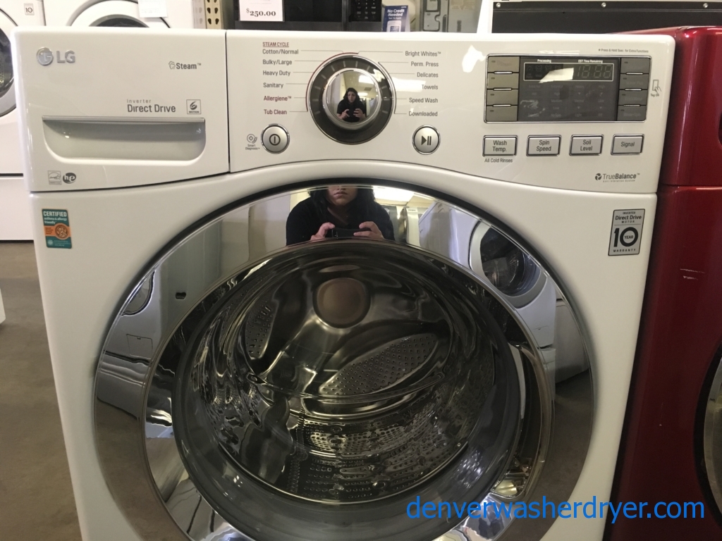 NEW! LG Front-Load Washer, HE, Steam Cycles, Sanitary and Allergiene Cycles, Energy-Star Rated, Smart ThinQ, Stainless Drum, 1-Year Warranty!