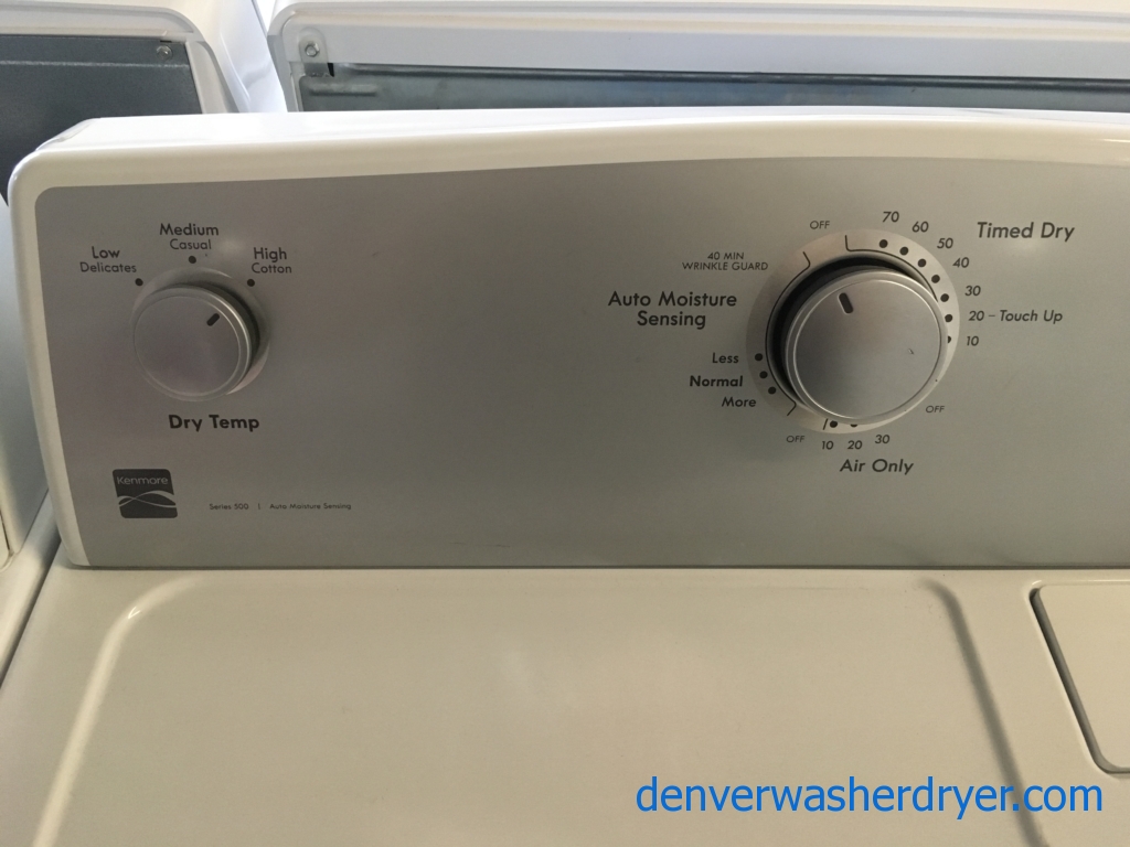 Lovely Kenmore 500 Series Set, HE, Electric, Wash-Plate Style, Auto-Load Sensing, Wrinkle Guard Option, Stain Boost, Quality Refurbished, 1-Year Warranty!