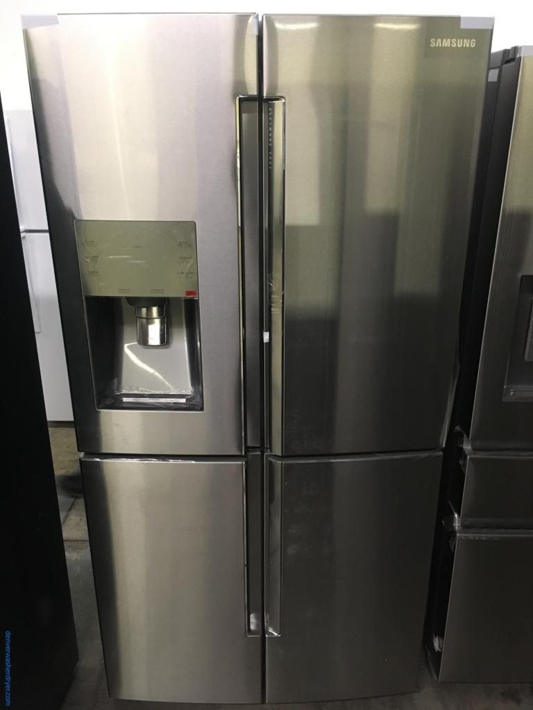NEW!! SAMSUNG French-4 Door Refrigerator, Stainless, FlexZone, Food Showcase, Wine Rack, LED Lighting, Counter Depth, 1-Year Warranty!