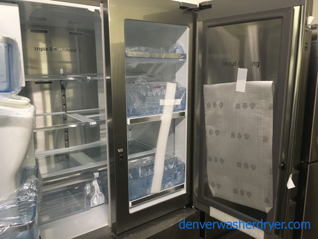 NEW!! SAMSUNG French-4 Door Refrigerator, Stainless, FlexZone, Food Showcase, Wine Rack, LED Lighting, Counter Depth, 1-Year Warranty!