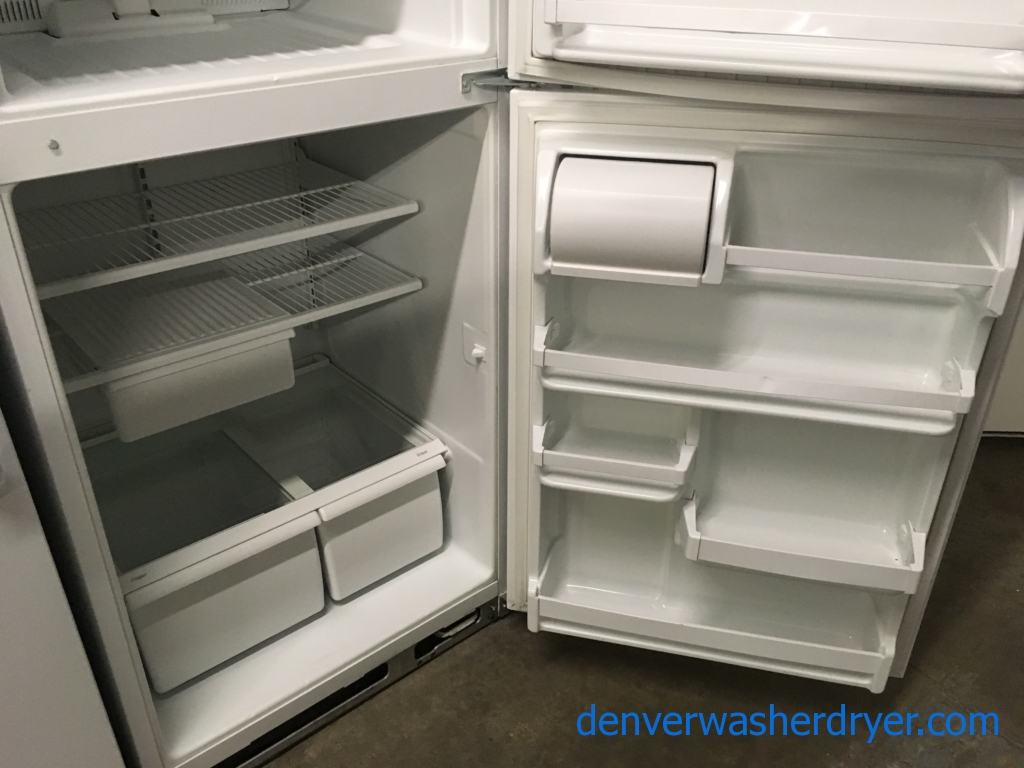 Two White Top-Mount Refrigerators, 18.0 Cu.Ft. Roper AND 16.0  Cu.Ft. GE, 1-Year Warranty!
