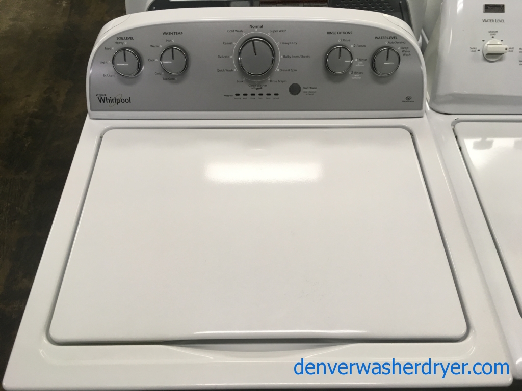 Lightly Used Whirlpool Top-Load Washer, Agitator, HE, Auto-Load Sensing, 3.5 Cu.Ft. Capacity, 28″ Wide, Quality Refurbished, 30-Day Warranty!