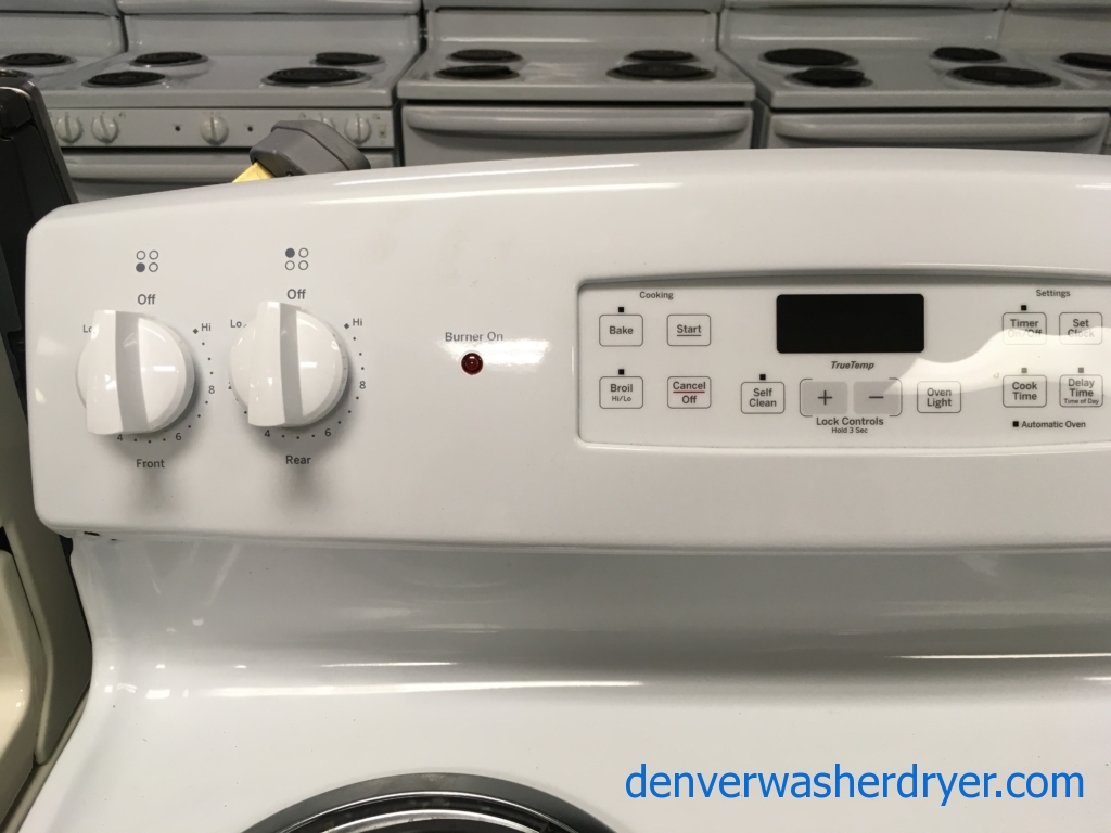 GE White Free-Standing Range, 4 Coil Burners, Self-Cleaning, Storage Drawer, 5.0 Cu.Ft. Capacity, Quality Refurbished, 1-Year Warranty!