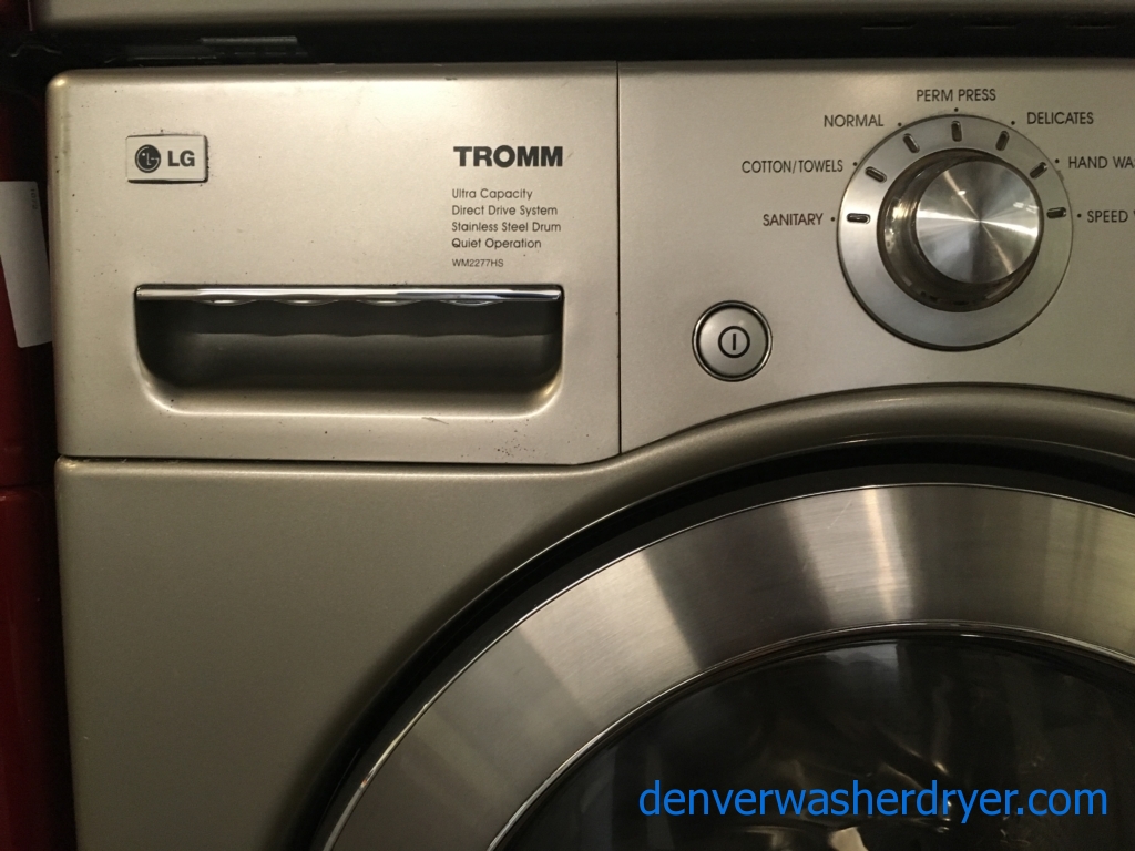 LG Front-Load Washer and Dryer, Titanium, HE, Electric, Sanitary Cycle, Wrinkle Care, 27″ Wide, Stainless Drum, Quality Refurbished, 1-Year Warranty!