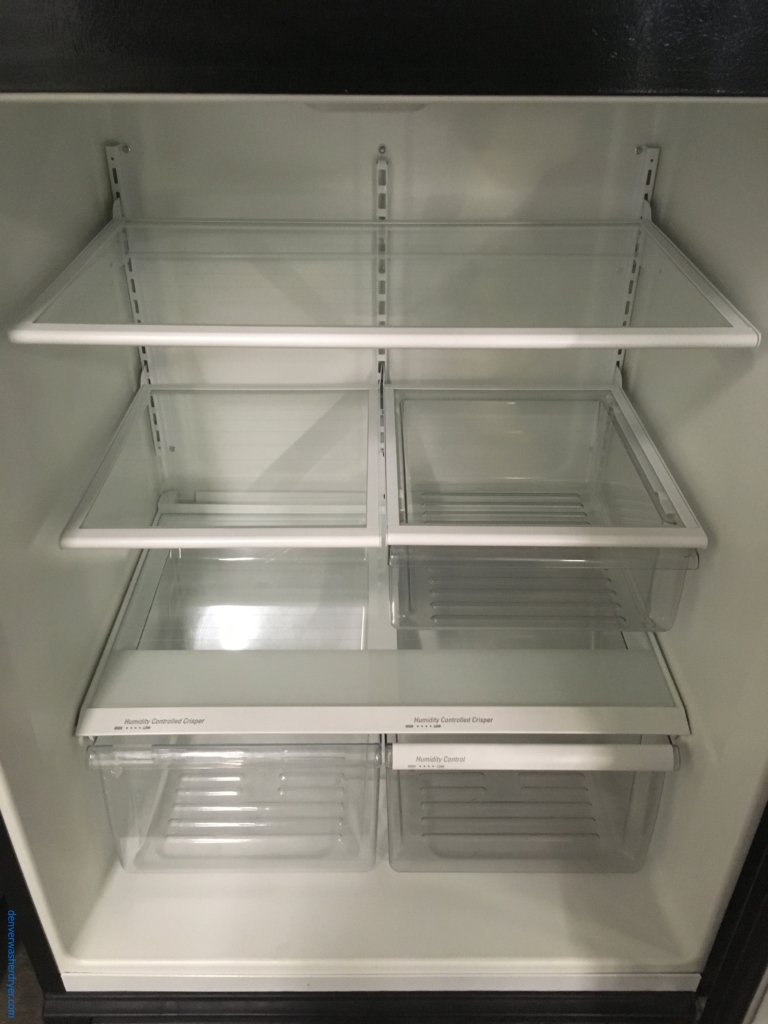 Whirlpool Black Refrigerator, Top-Mount, 33″ Wide, Clear Humidity Control Crispers, 21.0 Cu.Ft. Capacity, Quality Refurbished, 1-Year Warranty!