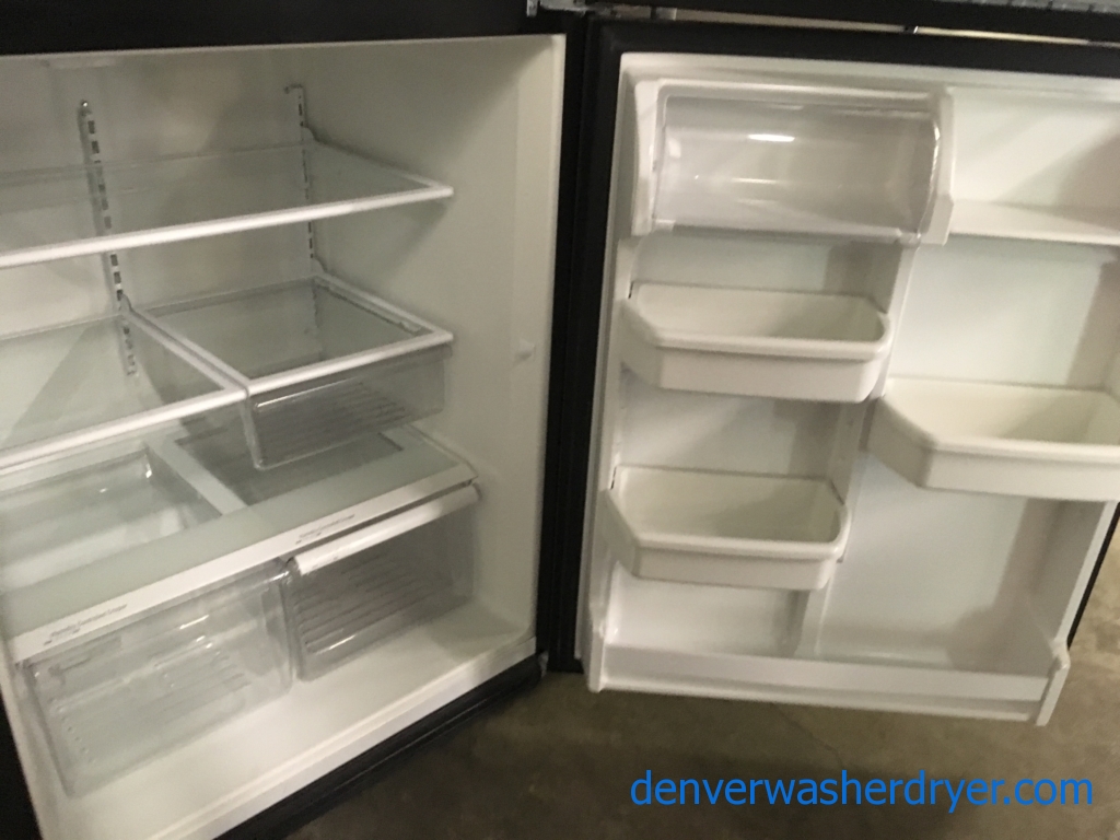 Whirlpool Black Refrigerator, Top-Mount, 33″ Wide, Clear Humidity Control Crispers, 21.0 Cu.Ft. Capacity, Quality Refurbished, 1-Year Warranty!