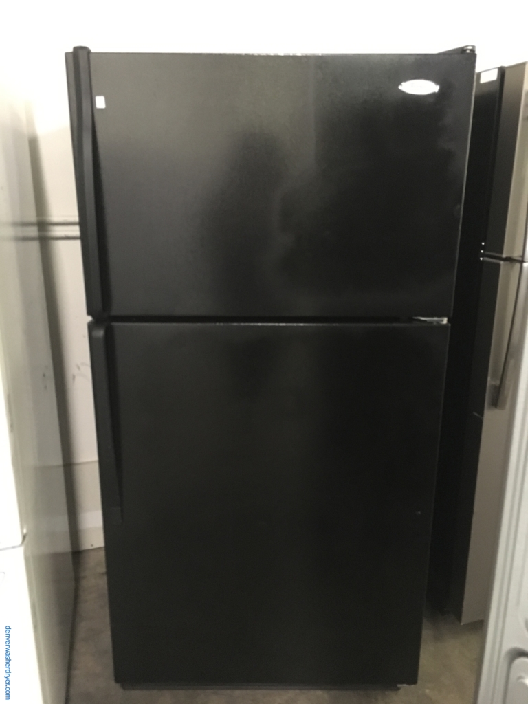 Whirlpool Black Refrigerator, Top-Mount, 33″ Wide, Clear Humidity Control Crispers, 21.0 Cu.Ft. Capacity, Quality Refurbished, 1-Year Warranty!
