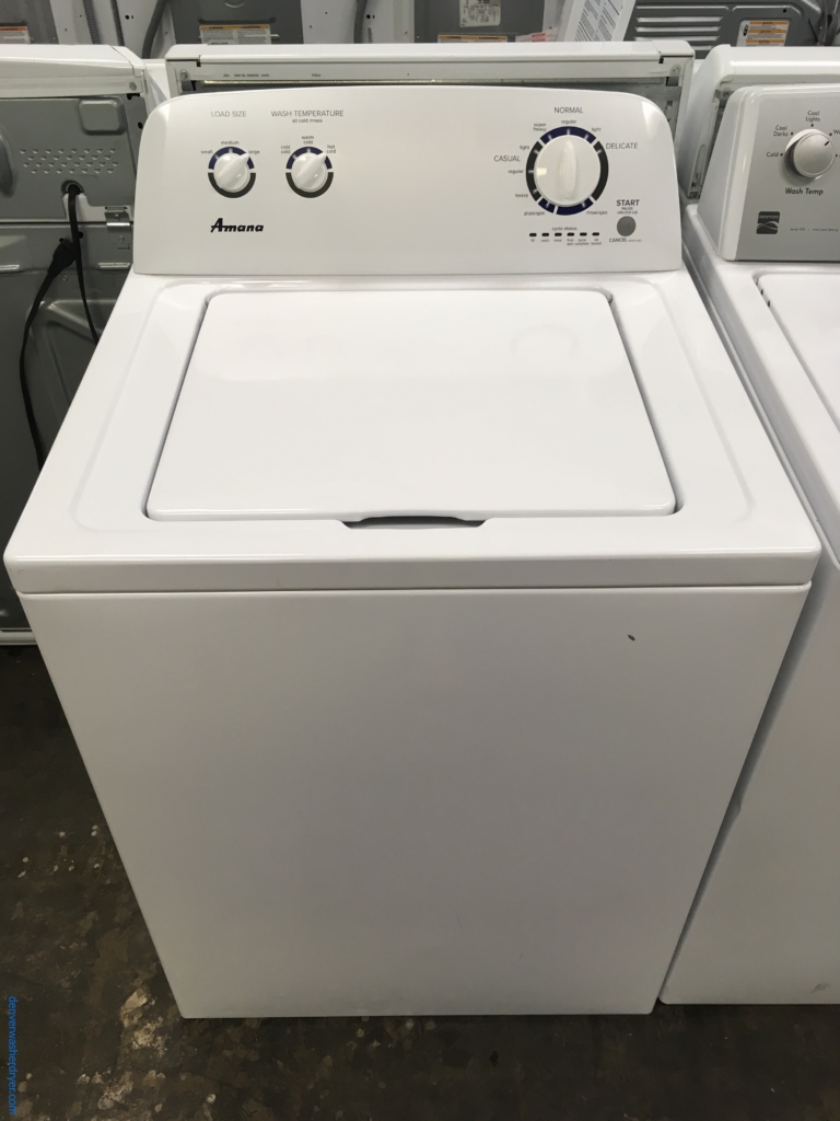 Lightly Used Amana Top-Load Washer, GE White Glass Top Range, Brand New Amana White Top Mount Refrigerator, Quality Refurbished, 1-Year Warranty!