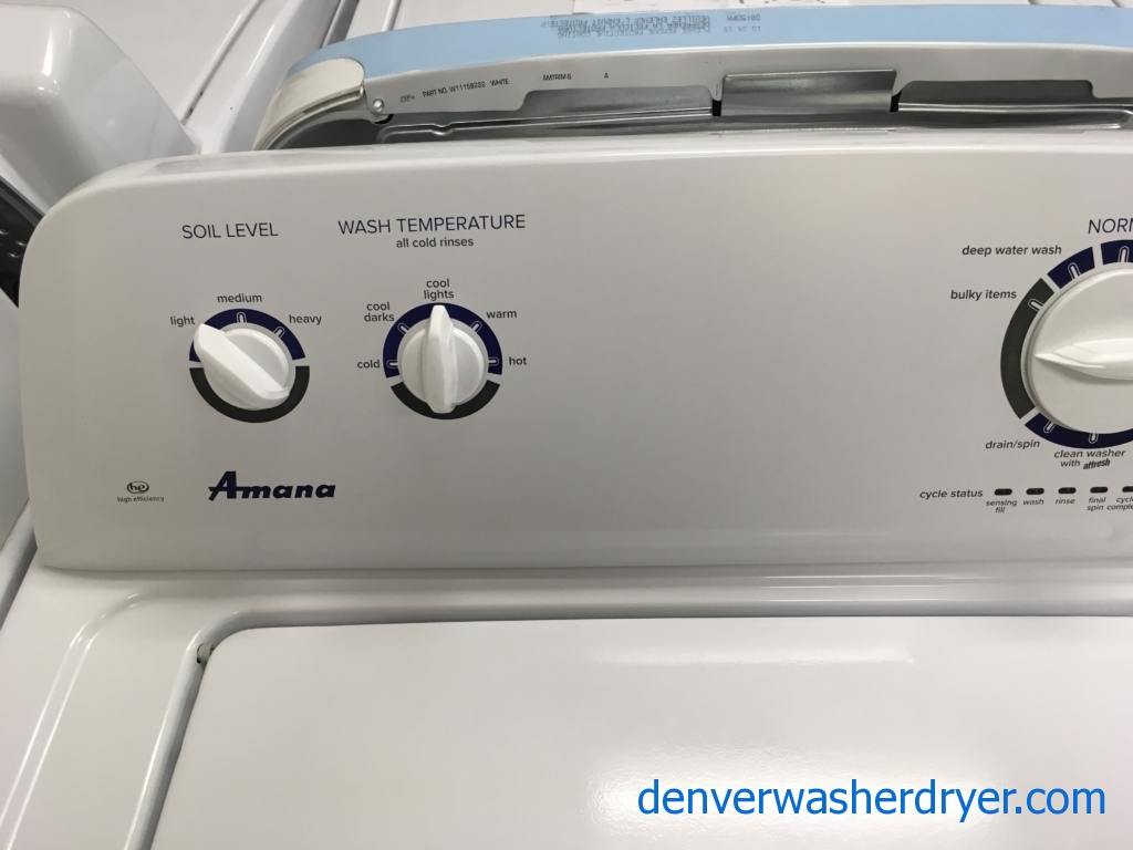 Amana Top-Load HE Washer, 3.5 Cu.Ft. Capacity, Auto-Load Sensing, Agitator, Clean Washer Cycle, Quality Refurbished, 1-Year Warranty!