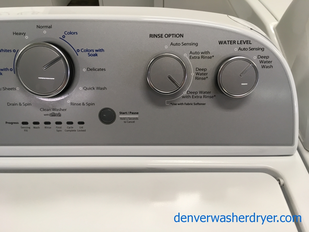 Lightly Used Whirlpool HE Washer, Top-Load, Auto-Load Sensing, Extra-Rinse Option, 3.8 Cu.Ft. Capacity, 28″ Wide, Quality Refurbished, 1-Year Warranty!