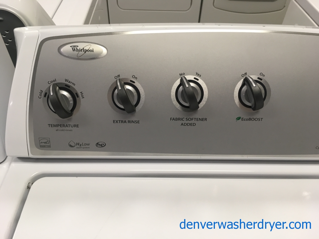 Top-Load Whirlpool Washer, HE, 3.6 Cu.Ft. Capacity, Wash-Plate Style, EcoBOOST Option, 28″ Wide, Quality Refurbished, 1-Year Warranty!