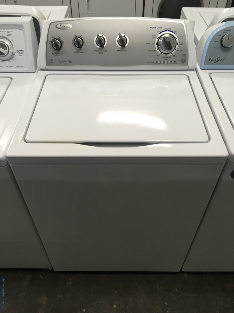 Top-Load Whirlpool Washer, HE, 3.6 Cu.Ft. Capacity, Wash-Plate Style, EcoBOOST Option, 28″ Wide, Quality Refurbished, 1-Year Warranty!